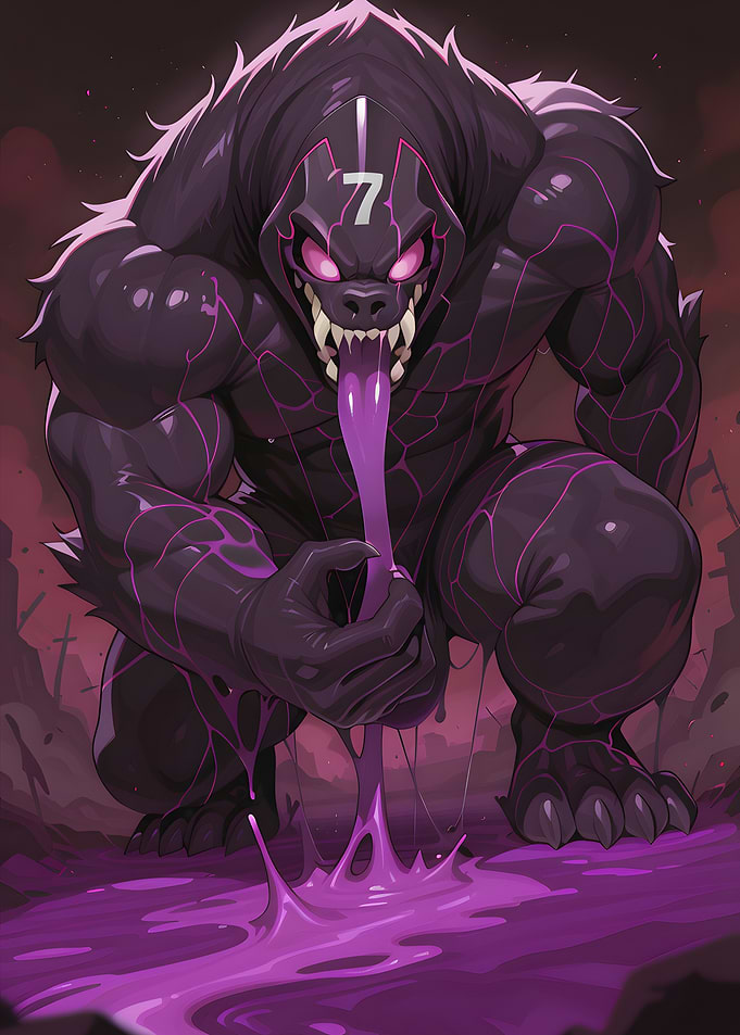 Monster with Purple Slime and Number 7