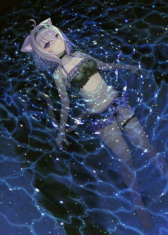 Anime Cat Girl in Water