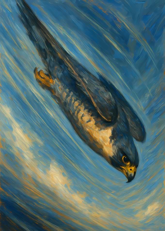 Falcon in Flight Painting