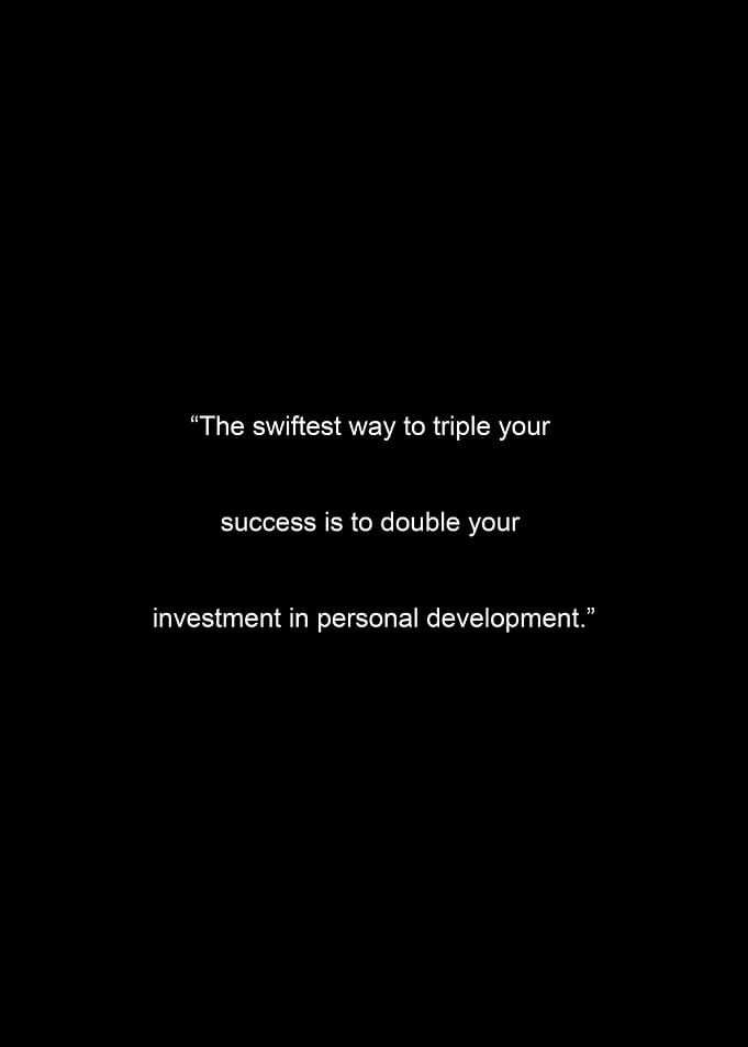 Personal Development Quote on Black