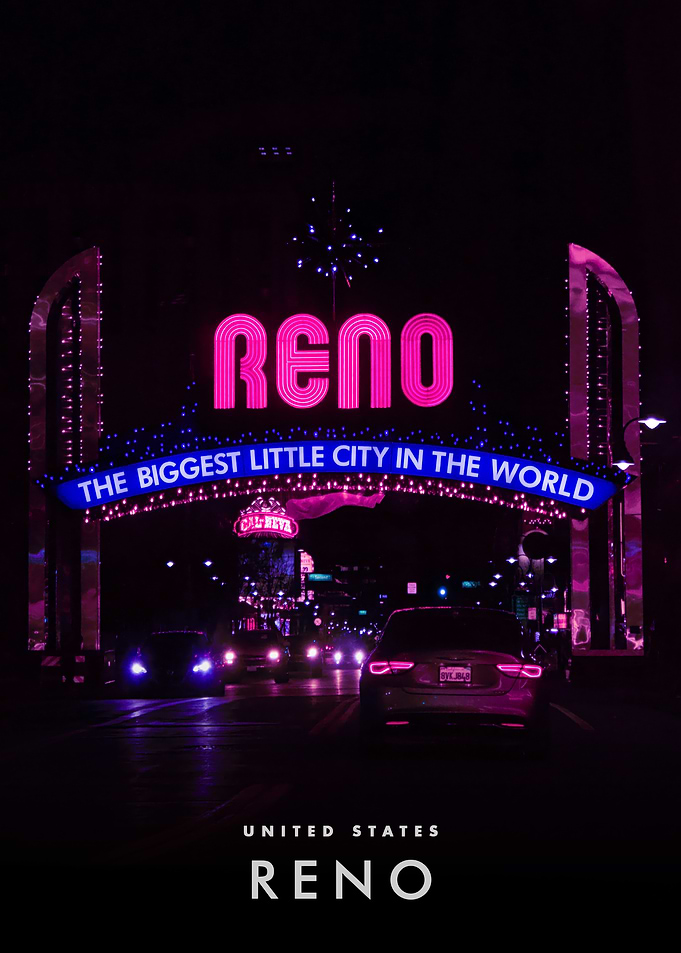 Reno Nevada Neon Sign at Night