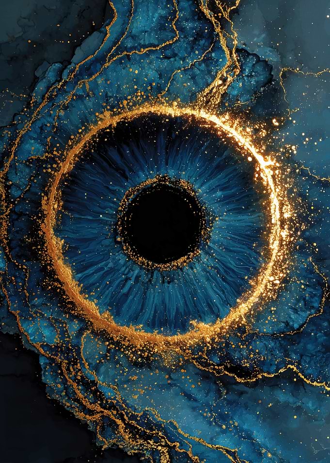 Abstract Eye with Gold Accents