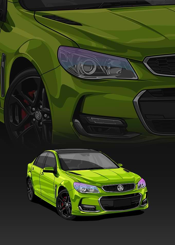 Green Holden VFII Commodore Illustration