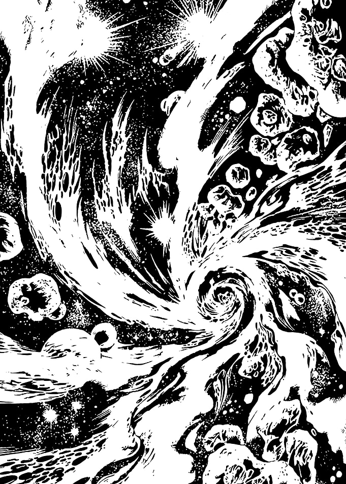 Monochrome Cosmic Swirl