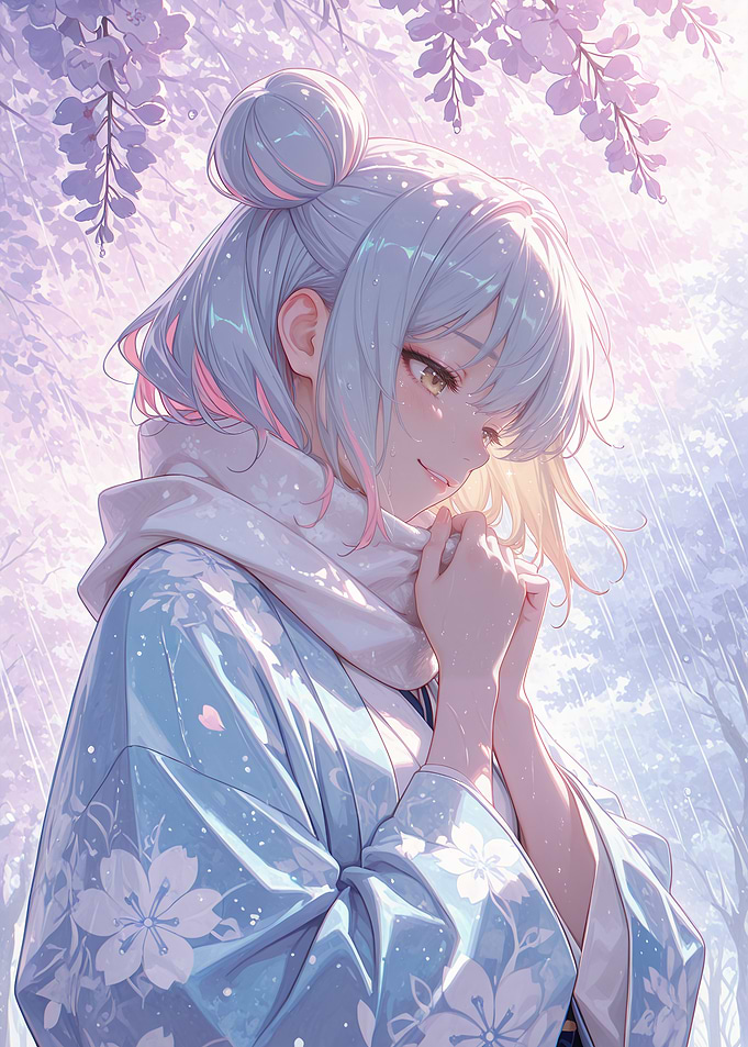 Anime Girl in Floral Kimono