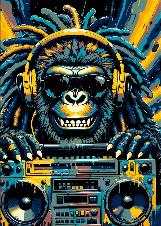 Cool Gorilla with Boombox