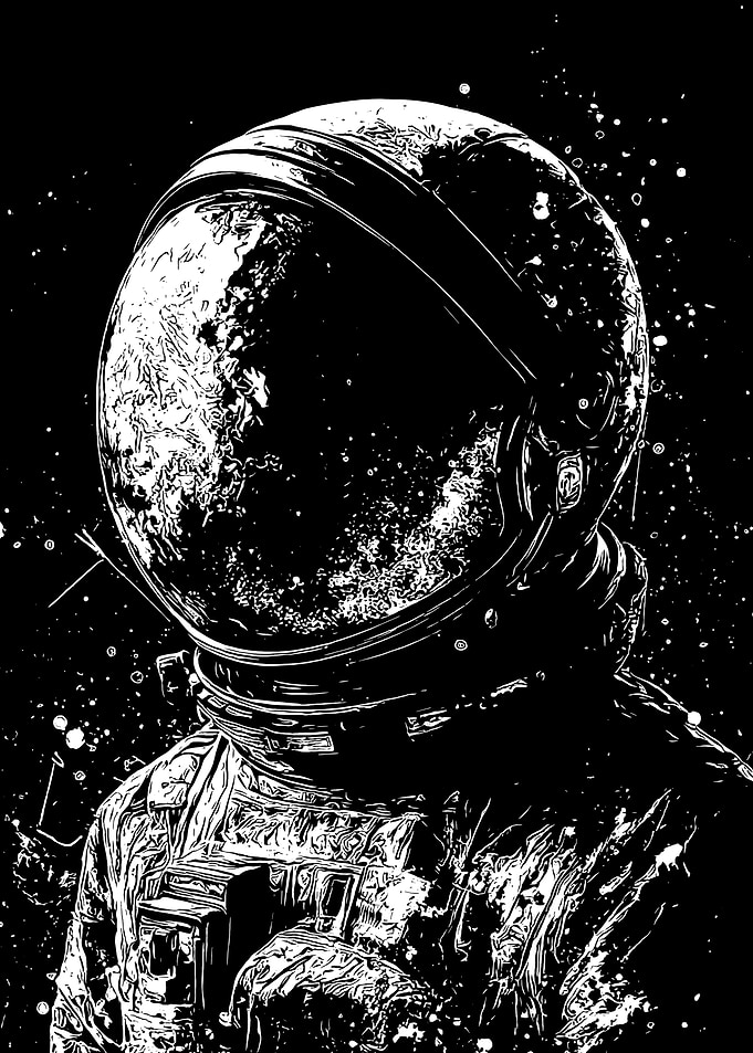 Monochrome Astronaut in Space
