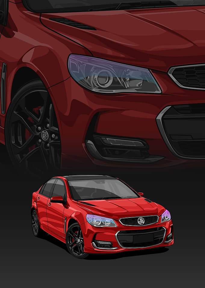 Red Holden VFII Commodore Illustration