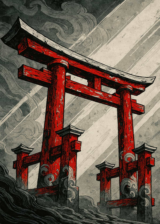Red Torii Gate Digital Art
