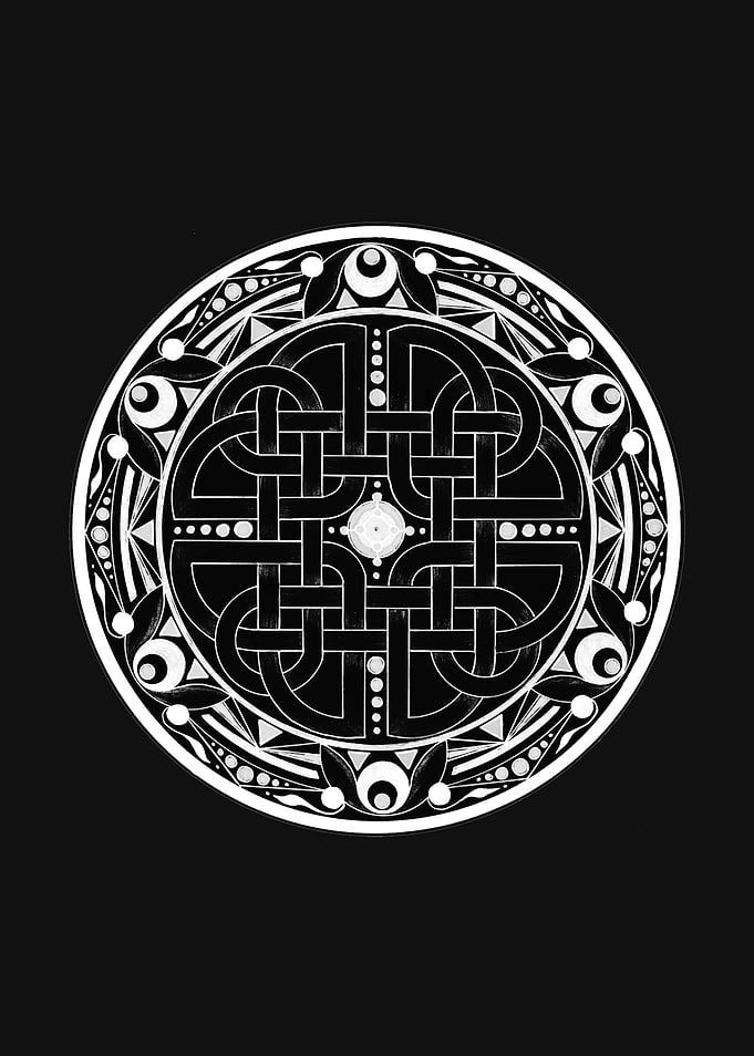 Celtic Knot Mandala – Black & White Line Art