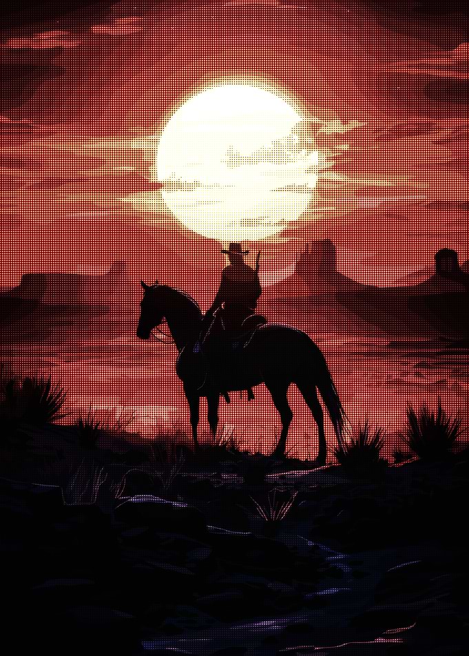 Cowboy Silhouette Sunset