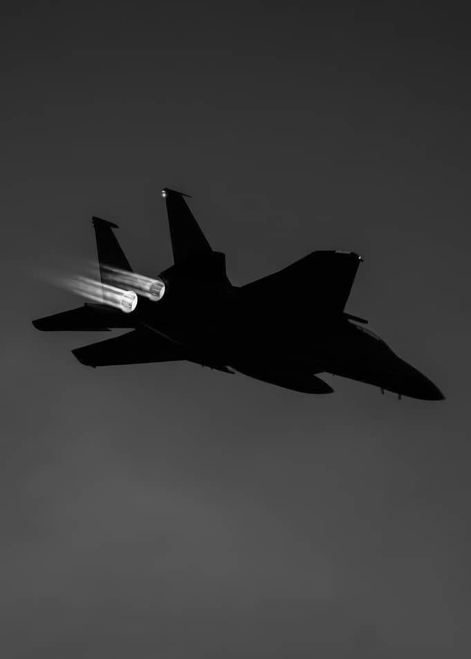 F-15 Eagle in Flight, Black and White