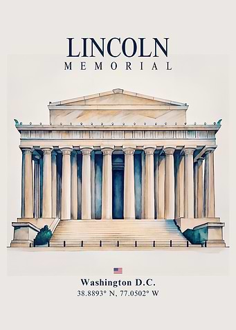Lincoln Memorial Watercolor Illustration