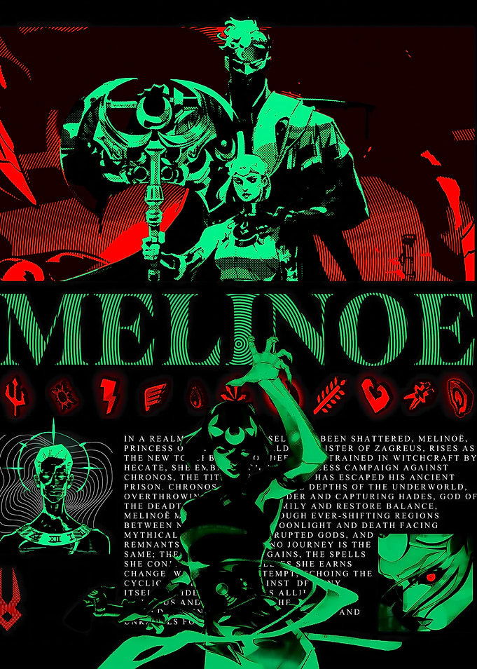 Melinoe: Green and Red Illustration