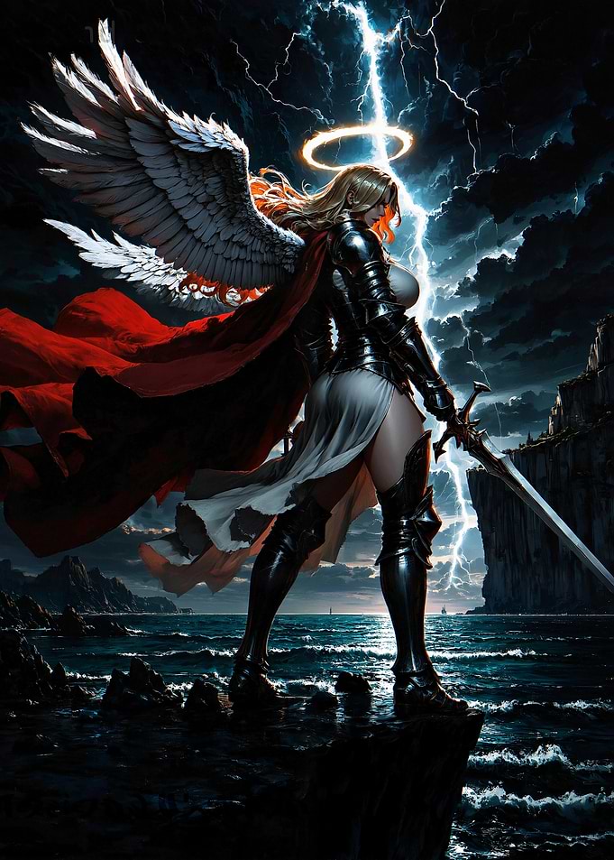 Angel Warrior with Sword and Wings