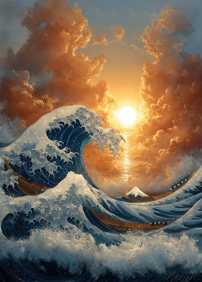 Great Kanagawa Wave at Sunset