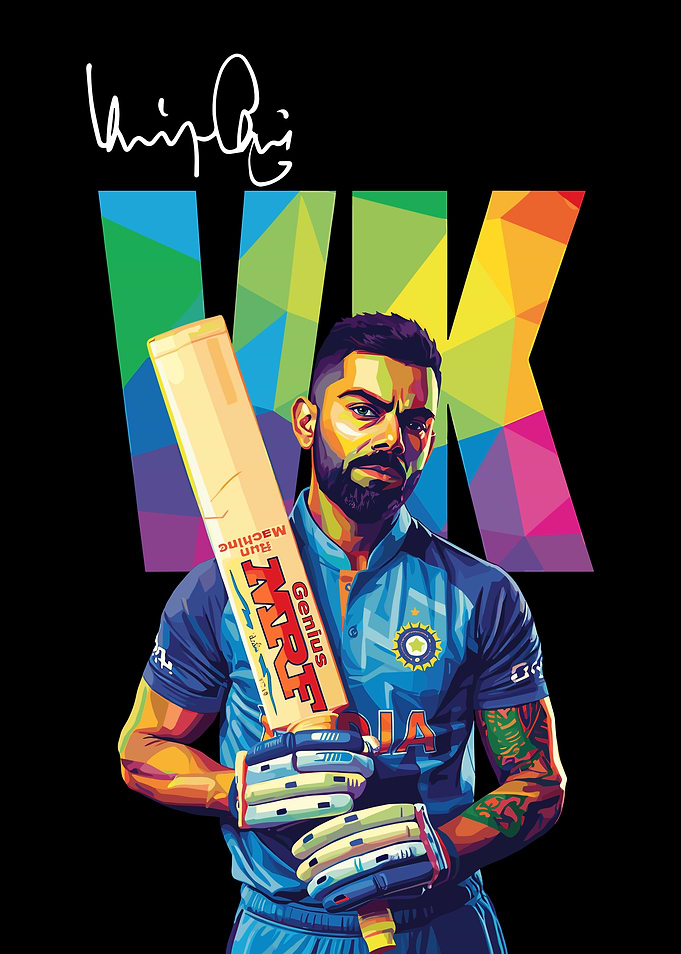 Virat Kohli Colorful Portrait
