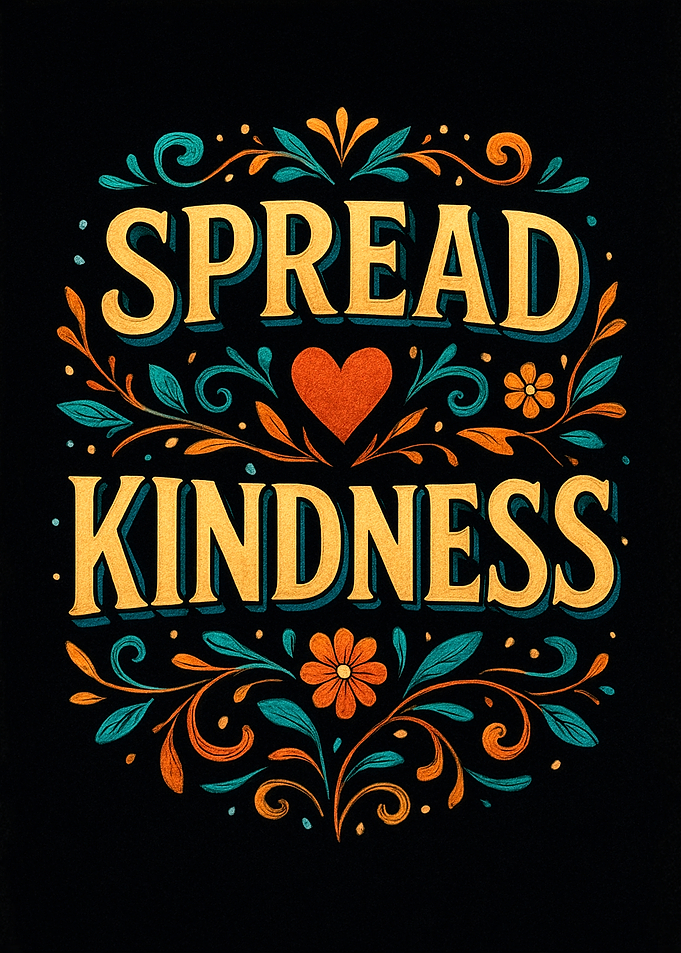 Spread Kindness Floral Typography Art