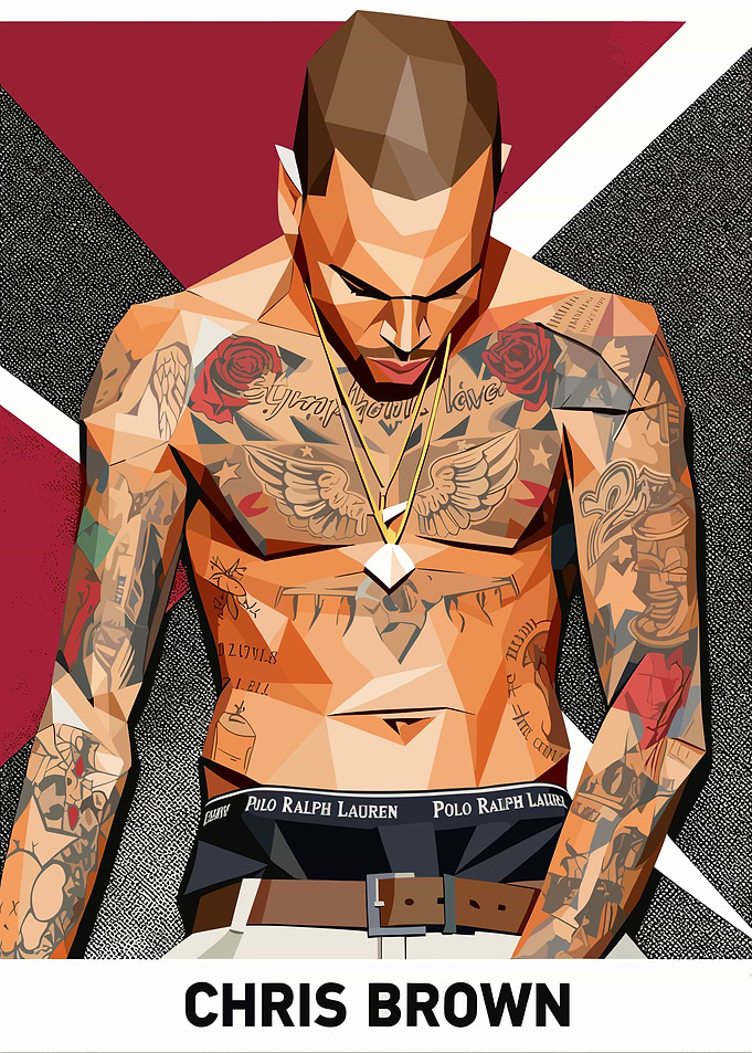Chris Brown Polygonal Portrait