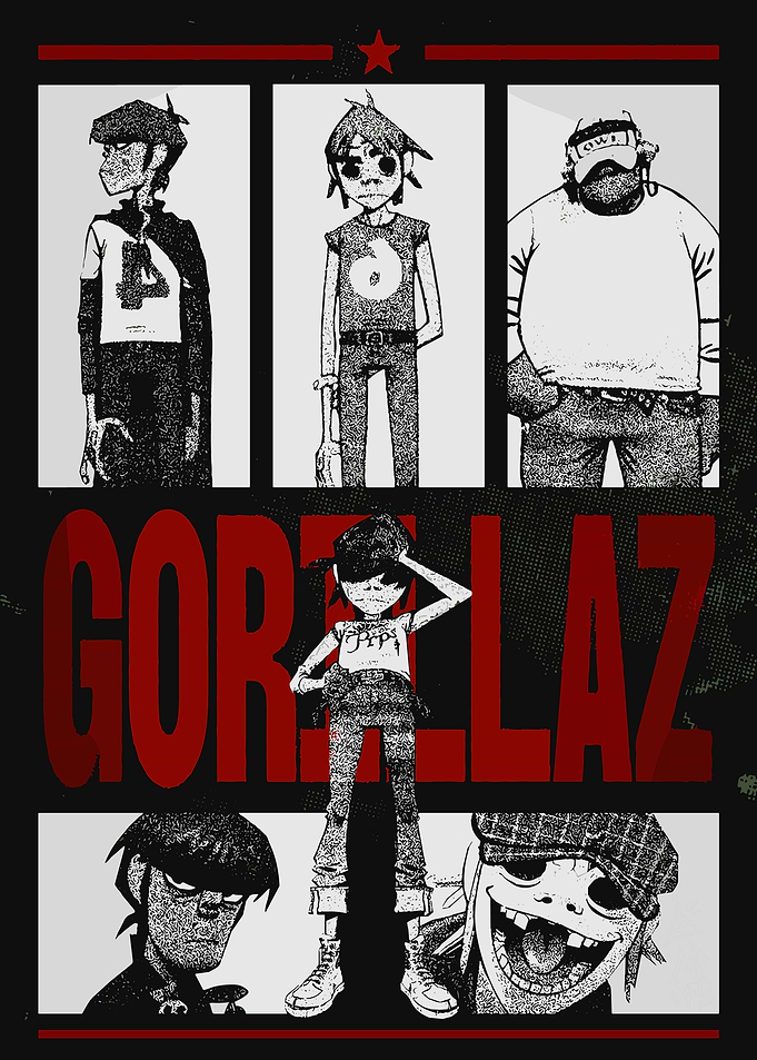 Gorillaz band members poster art