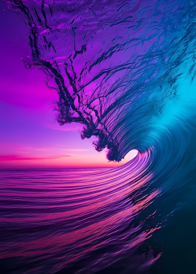 Ocean Wave at Sunset