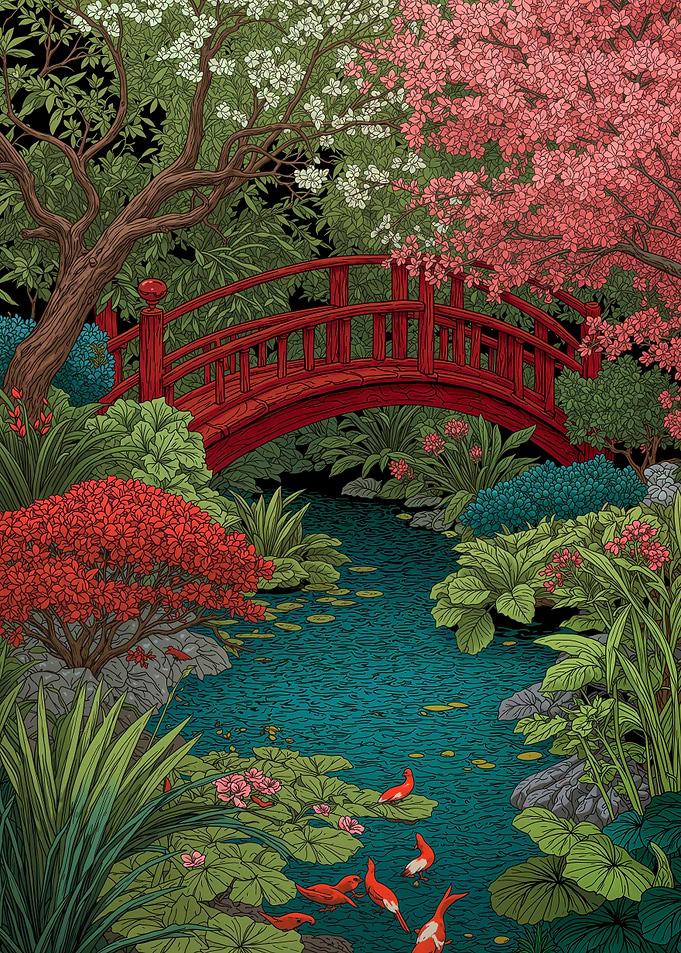 Red Bridge Garden in Spring