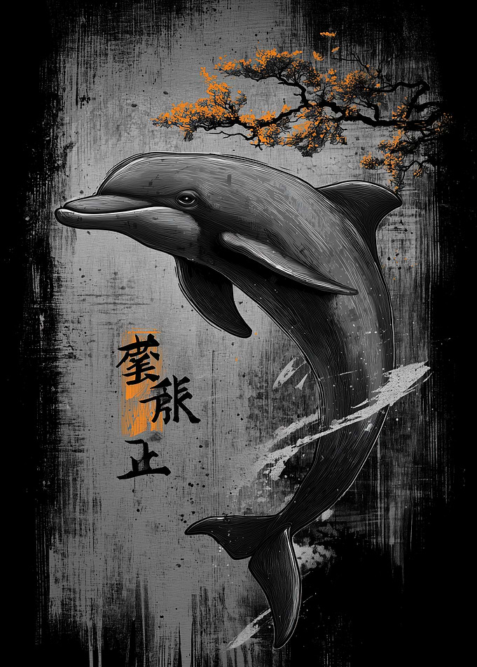 Ukiyo Minimalism Dolphin
