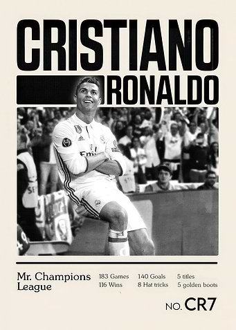 Cristiano Ronaldo Black and White Poster
