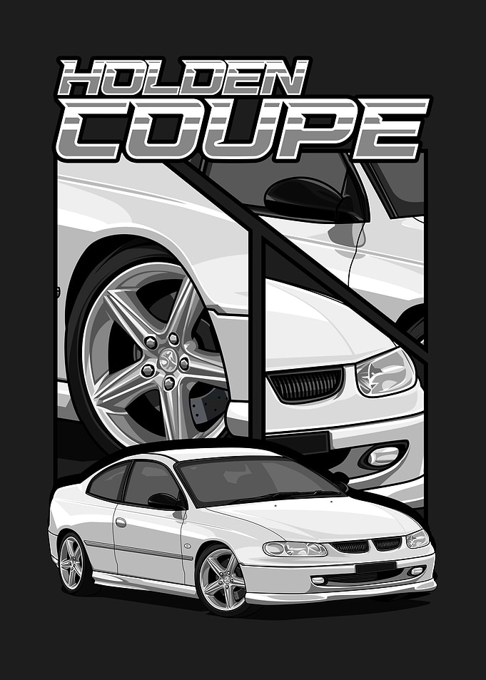 white Holden Coupe Car Illustration