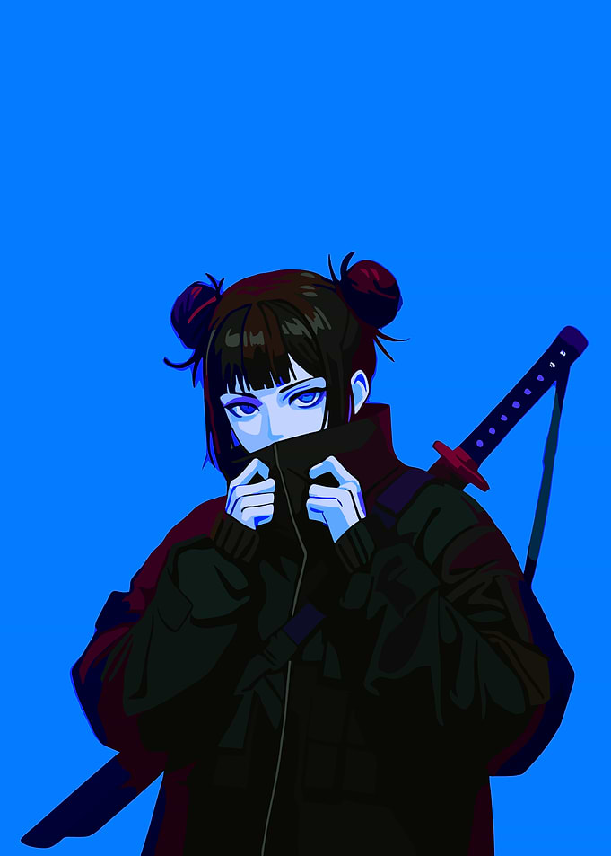 Pixel Art Anime Girl with Katana