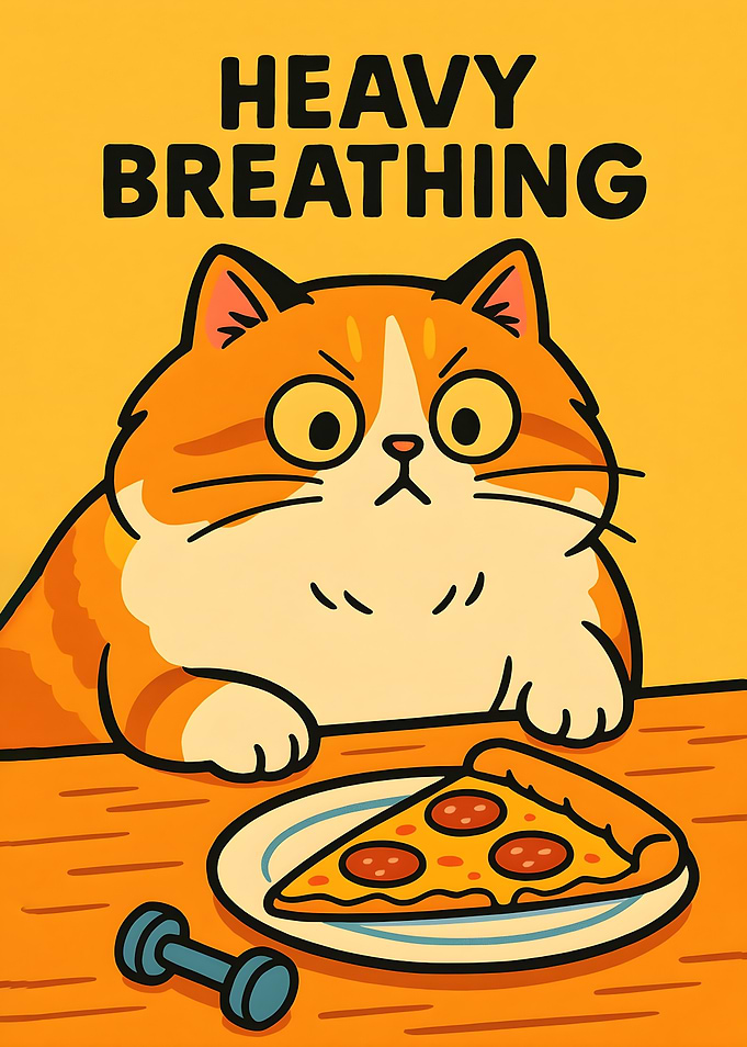 Heavy Breathing Cat with Pizza