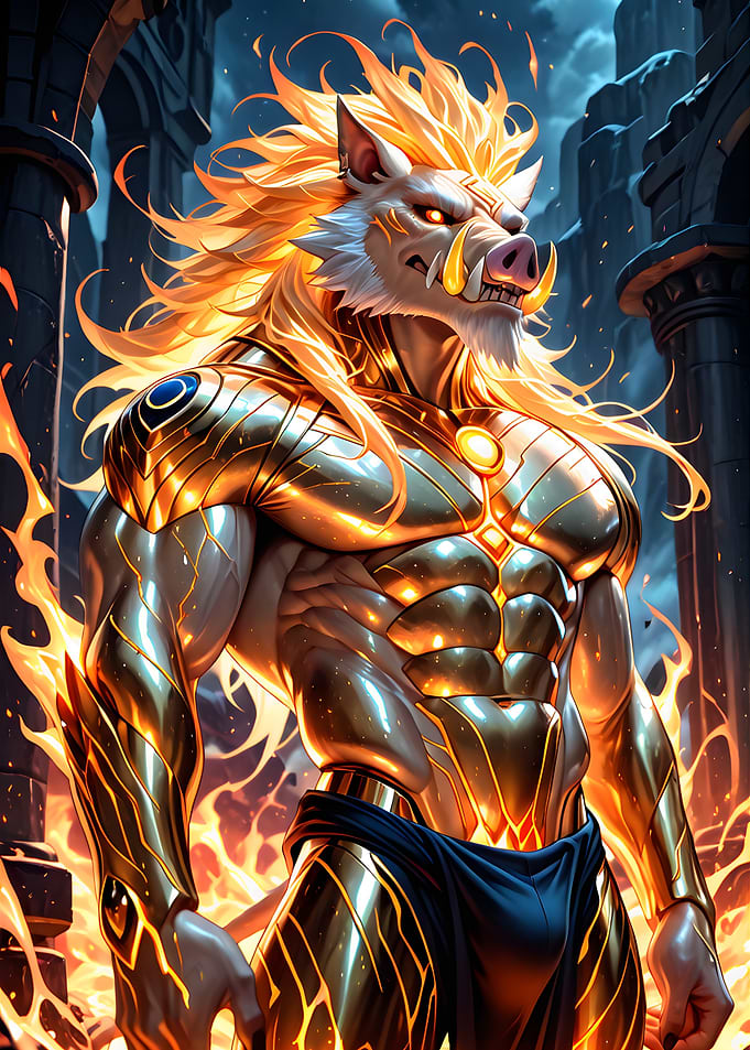Boar Warrior in Golden Armor