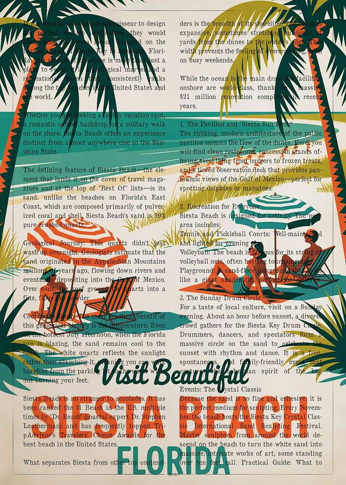 Siesta Beach Florida Travel Poster