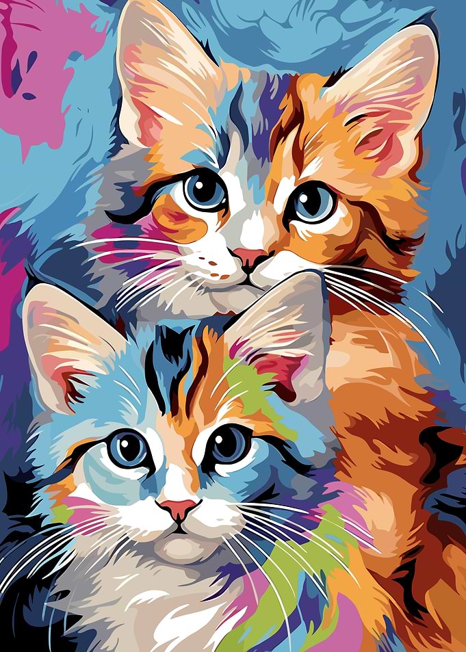 Colorful Cats Portrait