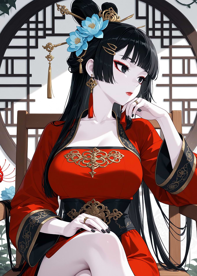 Anime Girl in Traditional Chinese Dress