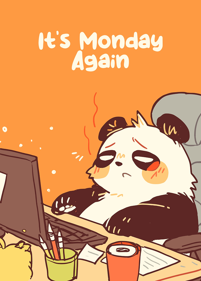 Monday Panda Cartoon