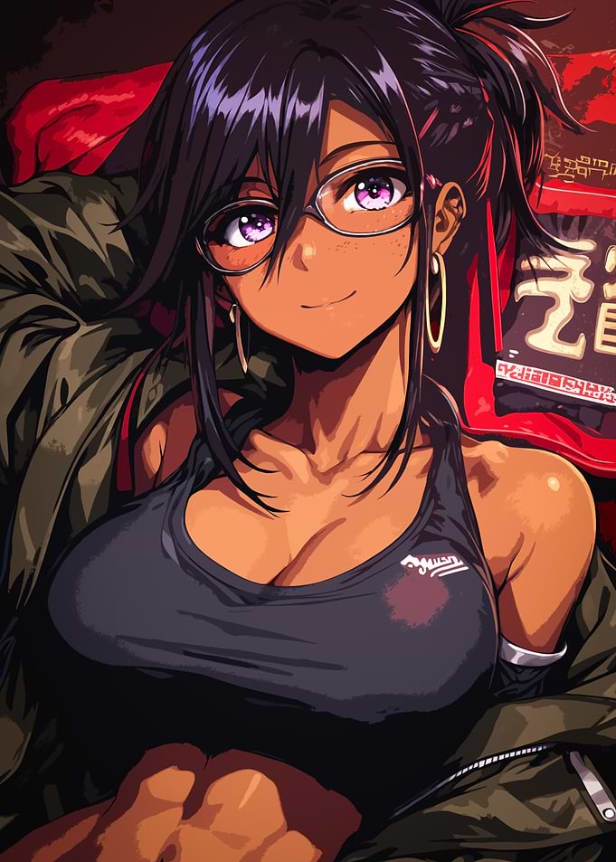 Anime Girl with Glasses and Jacket