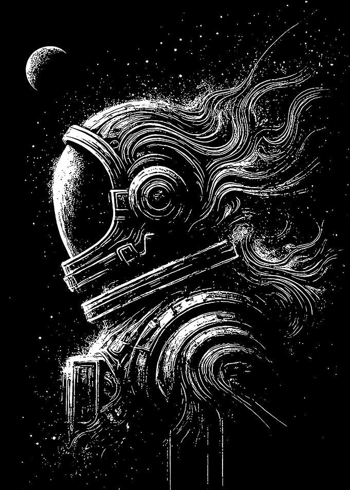 Astronaut Helmet in Space