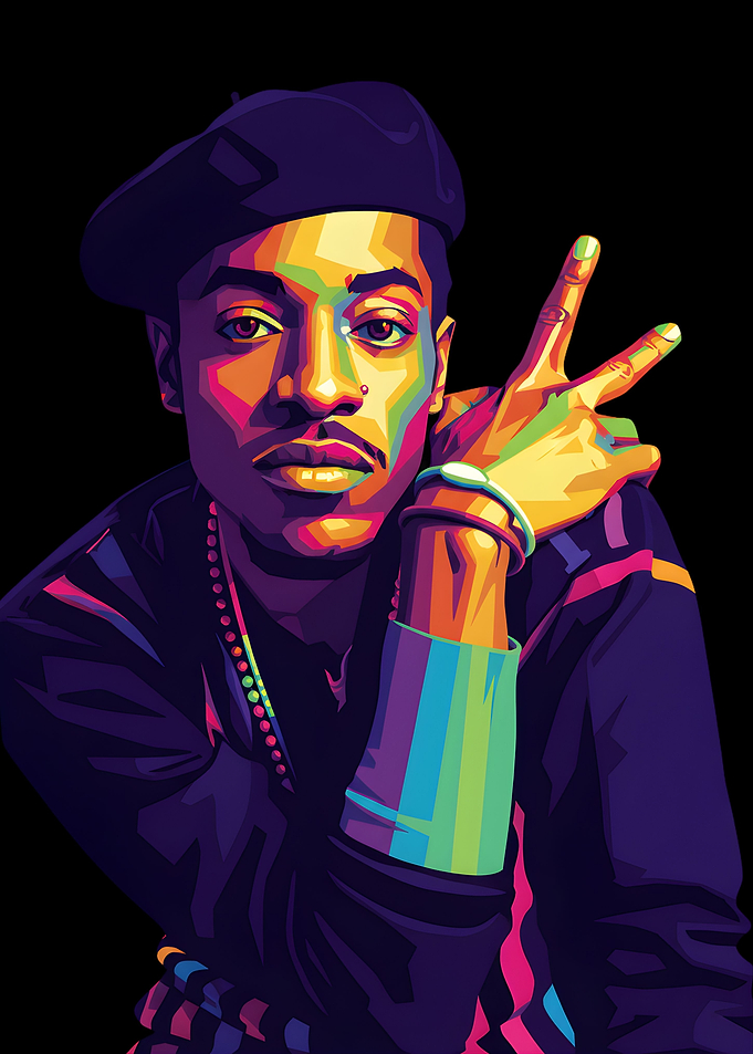 Colorful Portrait of Man with Beret