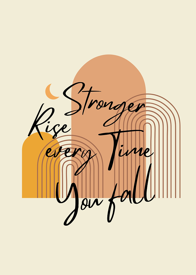 Rise Stronger Inspirational Modern boho Text Art