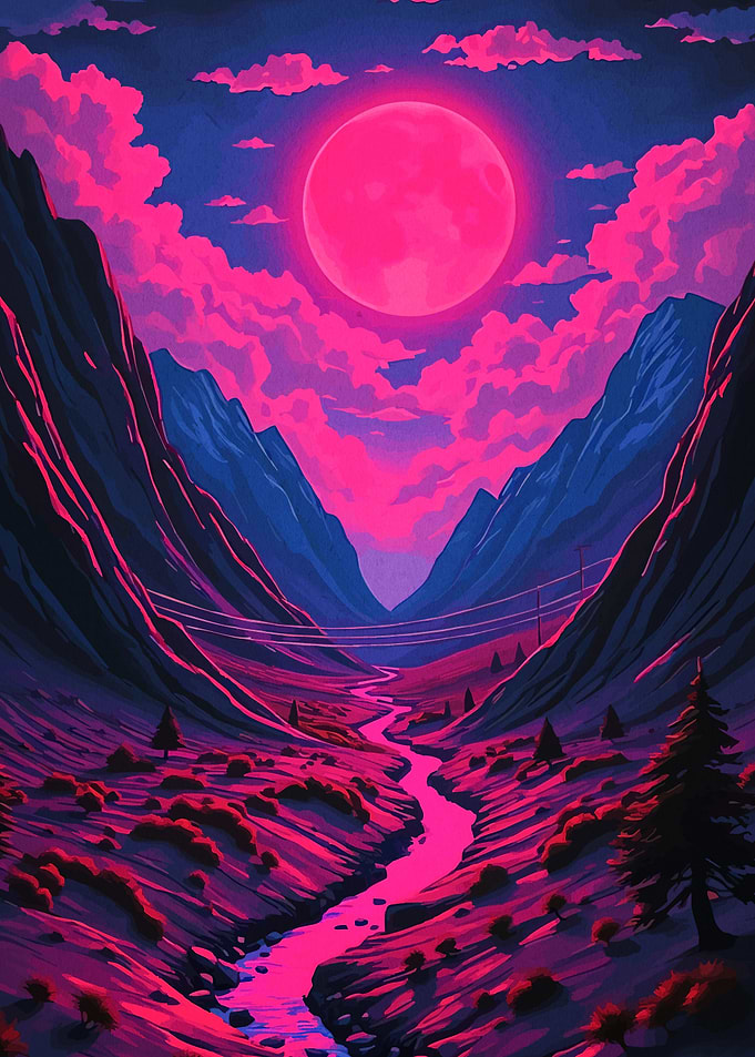 Moon Over Mountain Valley