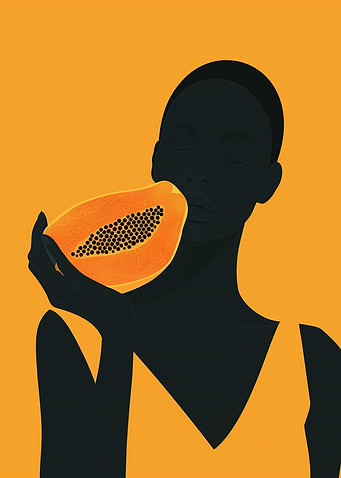 Female Silhouette with Papaya