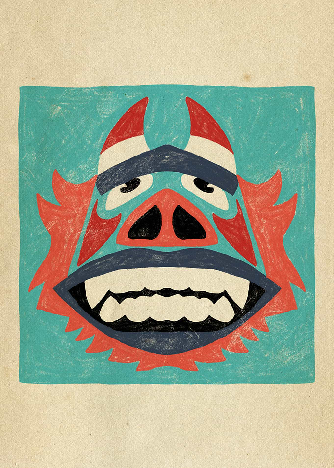 Dancing Diablitos - Monster Face Illustration