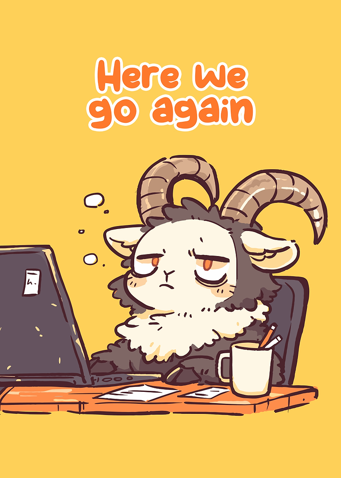 Tired Goat at Desk