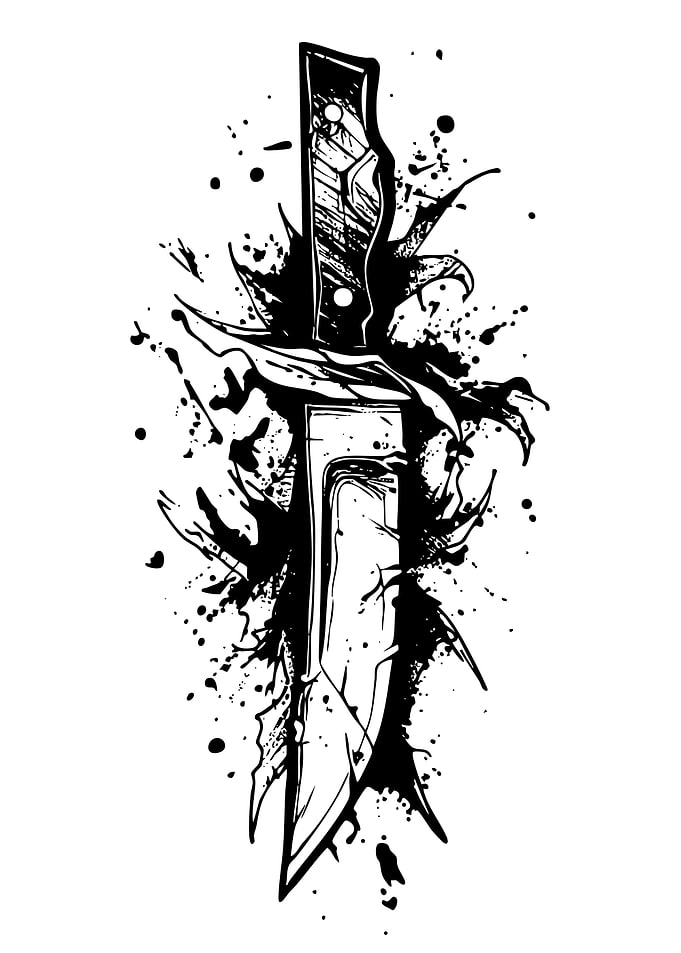 Black and White Knife Illustration