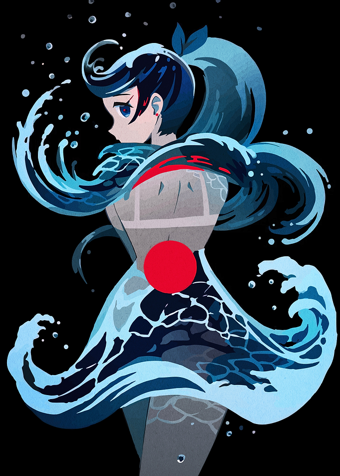 Water Girl Anime Style Illustration