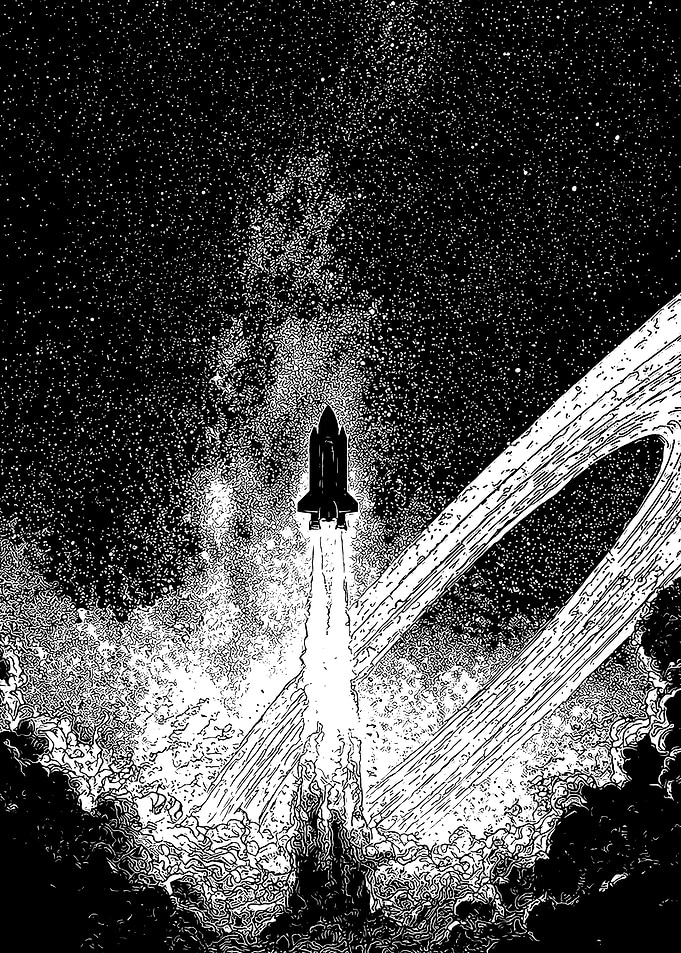 Space Shuttle Launching into Space