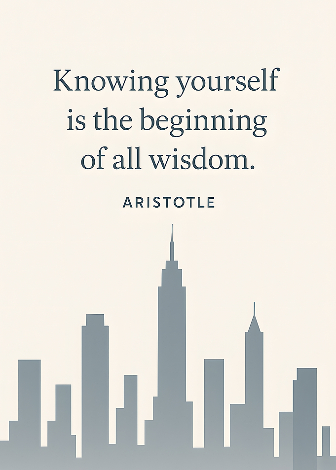 Knowing Yourself: Aristotle Quote with Skyline