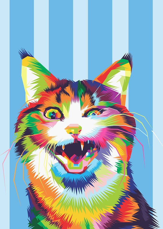 Cat Yawning Pop Art