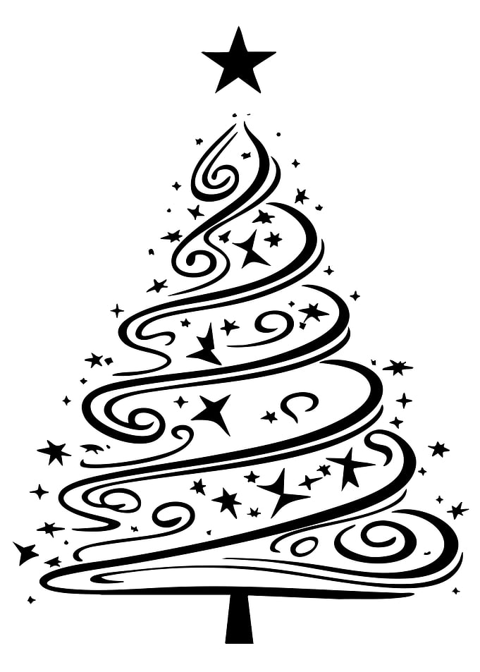Stylized Black and White Christmas Tree